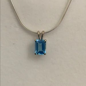 Sterling Silver Blue Topaz Pendant Necklace